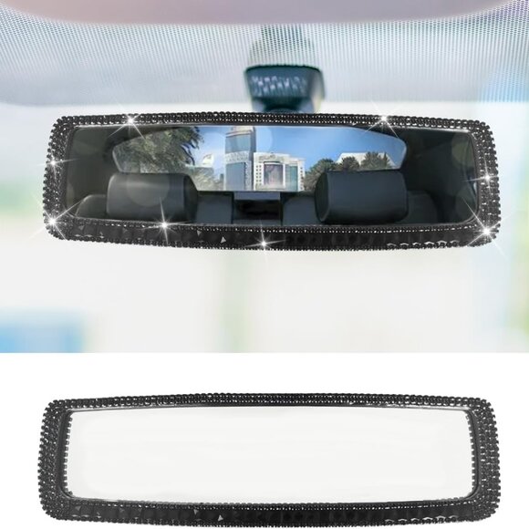 Black Bling Car Rear Vew Mirror Accessory NEW - Picture 1 of 12